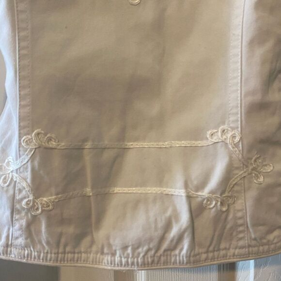 New juniors white boho jacket embroidered accents, fitted blazer size S by AZIZ - Picture 7 of 11